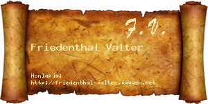 Friedenthal Valter névjegykártya
